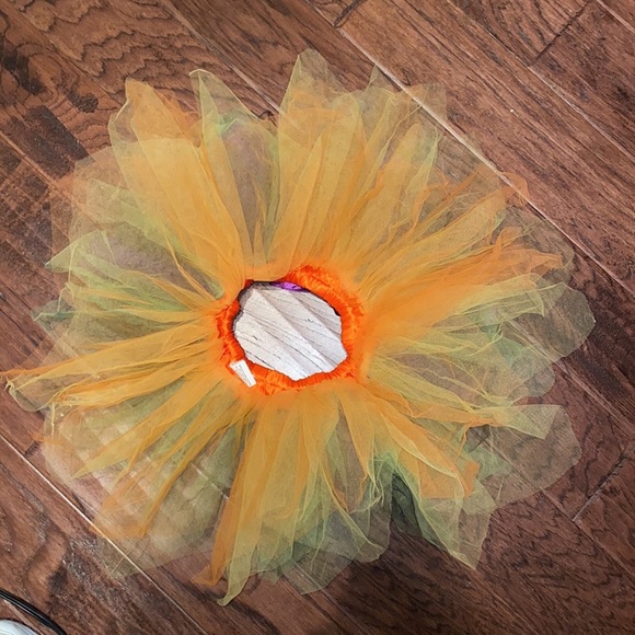 Halloween tutu orange purple black lime green tull satin ribbon bow & waistband - Picture 2 of 9